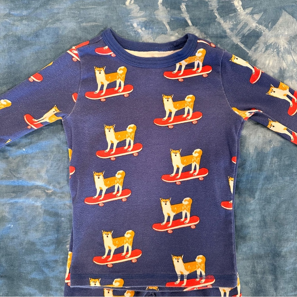 Tea Collection Goodnight Pajamas | Kids Size 6 | Shiba Inu Dog on Skateboard πΉ - Picture 3 of 6